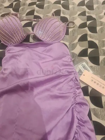 Lilac satin mini dress - brand new OhPolly