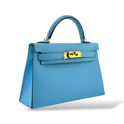Authentic Hermes Mini Kelly Bleu Celeste Epsom PHW