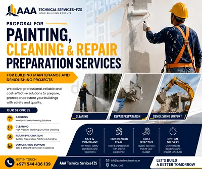 Painting, Deep Cleaning Repair Preparation Services for Building Maintenance and Demolishing