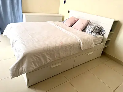 Bedroom furniture (bed + dresser + wardrobe + headrest)