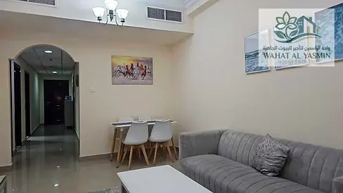 Two bedrooms, a living room, a balcony, and two bathrooms for monthly rent in Al Taawun, Sharjah