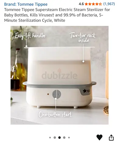 Tommee Tippee Super Steam Sterilizer for Baby Bottles - White