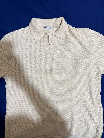 Zara Cream knitted short-sleeve polo top - xl, casual fit- NOT WORN - BRAND NEW