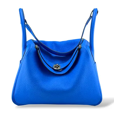 Authentic Hermès Lindy 30 Bleu Zanzibar Clemence PHW