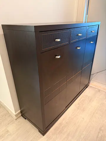 Dark Wood 4-Drawer Shoe Rack / Chest in Good Condition: HomeCentre