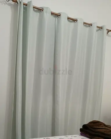 4 curtains Pale Green Eyelet Curtains