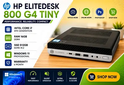 12 CORE HP ELITEDESK 800 G4 TINY INTEL CORE i7 8TH GENERATION SSD 512GB NVME M2 RAM 16GB DDR4
