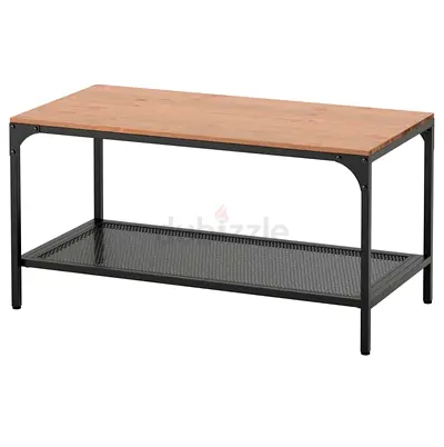 Modern Industrial Coffee Table – Wood Top Black Metal Frame