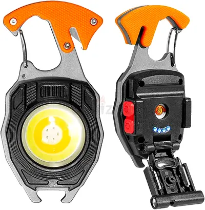 J COB Keychain Work Light Keychain Flashlights, 7 Lighting Modes, 1600 Lumens, COB Rechargeable Mult
