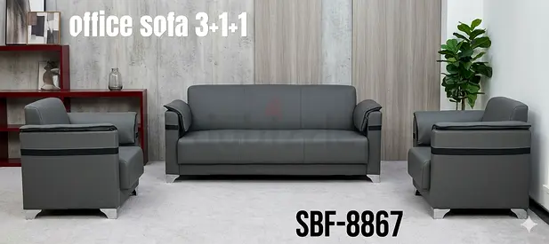 Gray Office Sofa 3+1+1 Set - Model SBF-8867