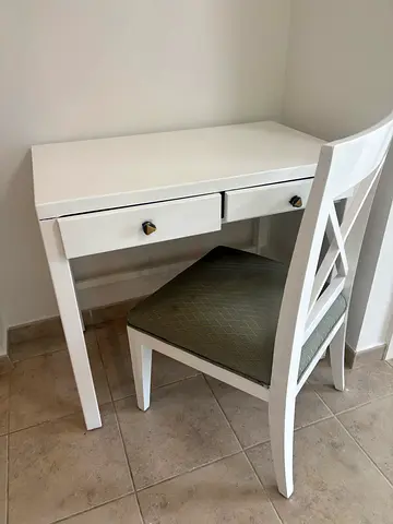 WHITE SOLID WOOD DESK AND CHAIR NOW 399