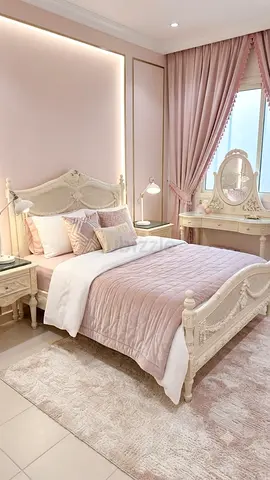 2XL Classic beige french style Ornate Bed Frame with Matching Dressing Table Elegant Bedroom Set