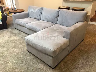 Expensive quality crate and barrel gray lshape sofa