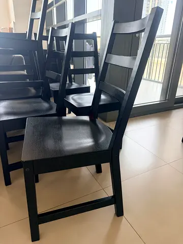 Black Dining Chair - Solid Wood Ladderback (IKEA-style)