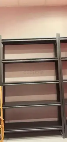 Tall dark wooden bookcase / shelving unit - 5 shelves