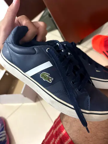 Lacoste navy blue low-top sneakers, size available