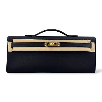 Authentic Hermes Kelly Cut Black Epsom GHW