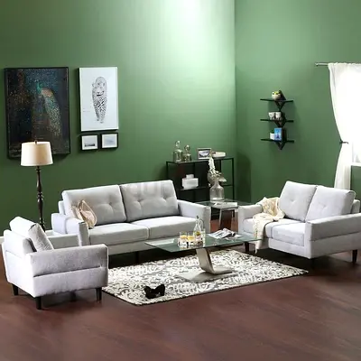 Light Grey 3-Piece Sofa Set with Armchair — Good Condition
