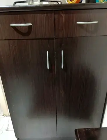 Dark Wood 2-Door 2-Drawer Storage Cabinet
