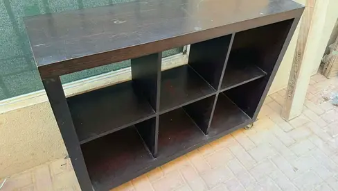 Dark Wood 8-Cube Storage Shelf - Good Condition