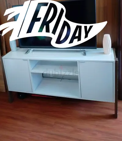 White TV Unit / Entertainment Cabinet with Storage