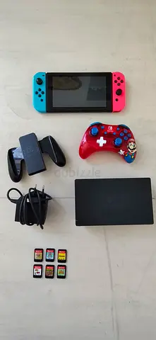 Nintendo Switch with Joy-Cons, Pro Controller, Dock, Charger and 7 Games - Good Condition