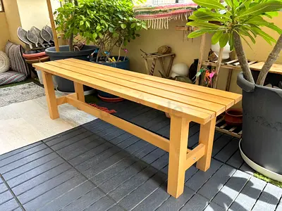 Solid Wooden Bench - Light Pine Finish, 6ft (150cm X 35cm X 45cm)