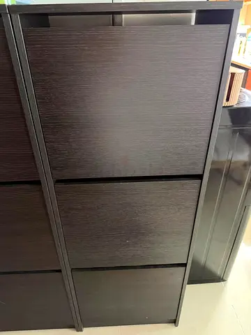 Dark Wood 4-Drawer Shoe Cabinet / Storage Unit