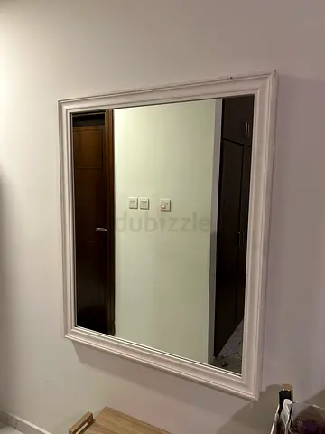 Large White Framed Wall Mirror | 120 x 100 cm | Excellent Condition