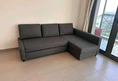 Grey L-Shaped Sofa with Chaise Lounge