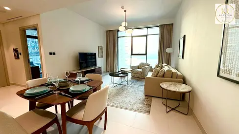 PALM AND MARINA VIEWS | HIGH FLOOR | PRIVATE BEACH