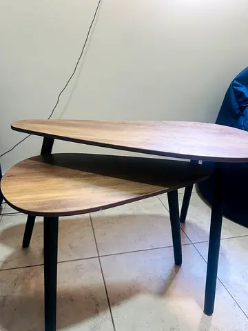 Wooden Nesting Coffee Tables with Black Legs - Set of 2