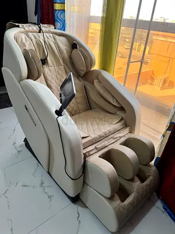 Full-Body Electric Massage Chair with Foot and Calf Rollers - Beige