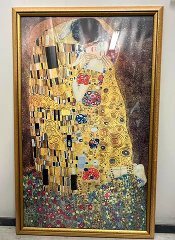 Framed Reproduction of Gustav Klimts The Kiss – Large Wall Art
