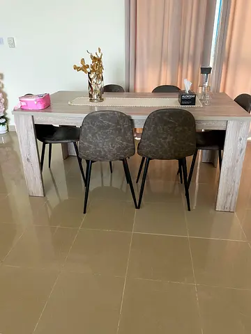 Dining table with chair covers