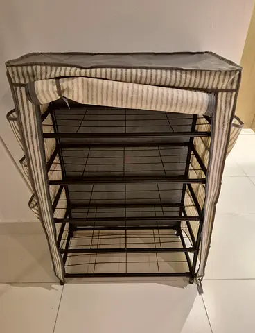 Lightweight 5-Tier Fabric Covered Shoe Rack / Shelf — Good Condition