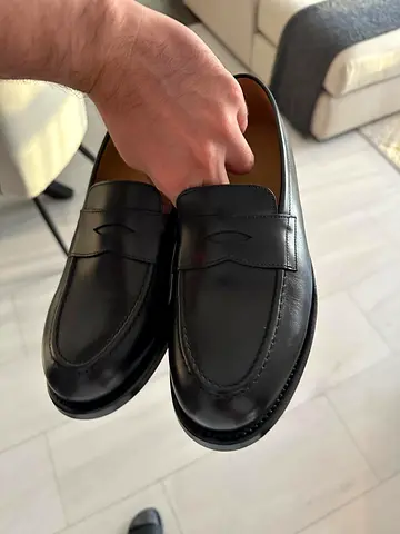 Classic Black Leather Penny Loafers for Men