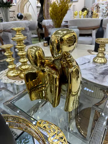Decorative Gold Ceramic Angel Figurine - Pair