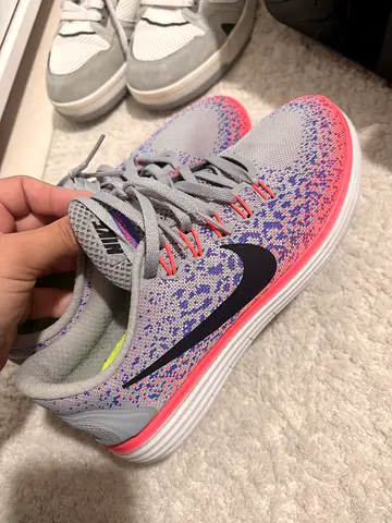 Nike Women’s Running Shoes - Size Unknown, Light Grey with Pink Accent