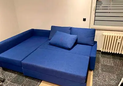 Modern Blue L-Shape Sofa Bed with Large Sleeping Area