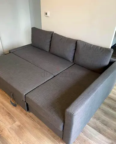 Grey L-Shape Sofa Bed with Storage