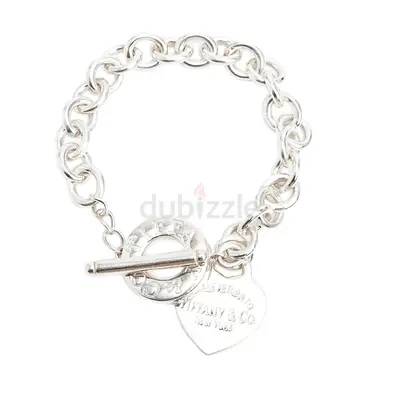 Tiffany  Co Sterling Silver Return To Tiffany Heart Tag Charm Bracelet with Toggle Clasp