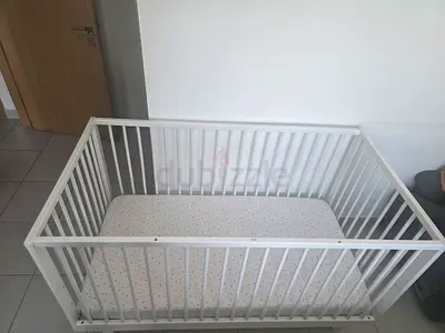 Home Centre White wooden baby crib with mattress - Excellent  condition