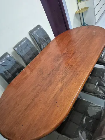 6-Seater Wooden Dining Table Set with 6 Chairs