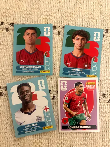Panini FIFA World Cup 2026 Player Stickers - Set of 4 (Ronaldo, Saka, Joao, Hakimi)