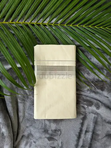 Kerala handloom kasavu mundu with silver border (kuthampully)