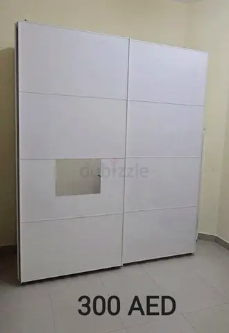 White sliding door wardrobe with mirror cutout - good condition