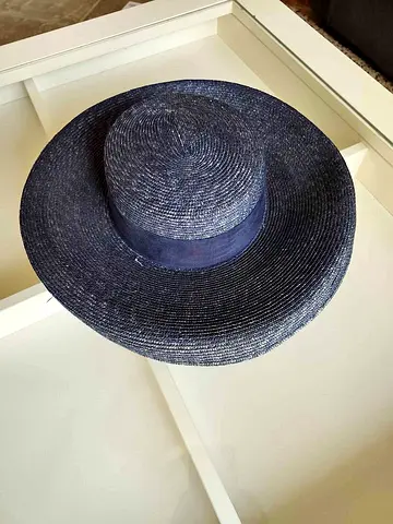 Beautiful dark blue oversized straw hat