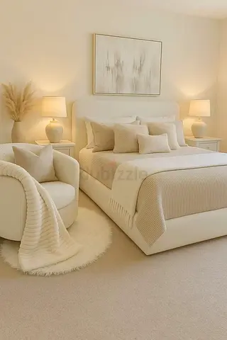 Luxurious Double Size Bed Frame With Medical Mattress. Stylish Fabric Bed Frame With Mattress