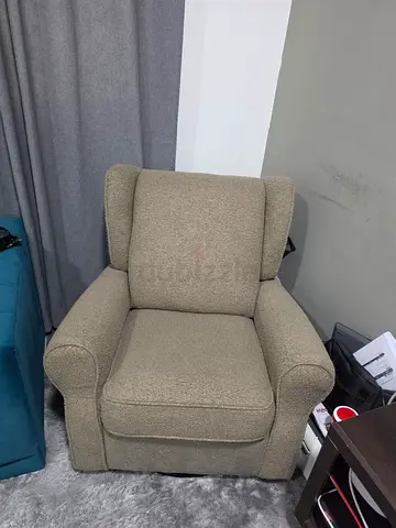 Comfortable single upholstered armchair - beige recliner